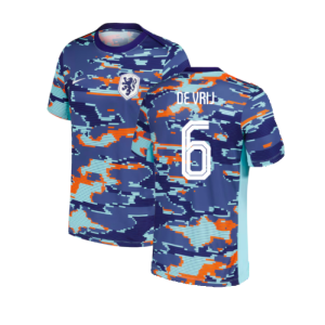 2024-2025 Netherlands Pre-Match Training Shirt (Blue) - Kids (De Vrij 6)