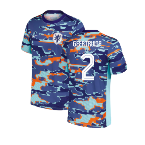 2024-2025 Netherlands Pre-Match Training Shirt (Blue) - Kids (Geertruida 2)