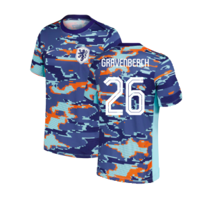 2024-2025 Netherlands Pre-Match Training Shirt (Blue) - Kids (Gravenberch 26)