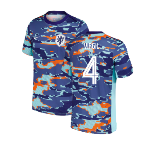 2024-2025 Netherlands Pre-Match Training Shirt (Blue) - Kids (Virgil 4)