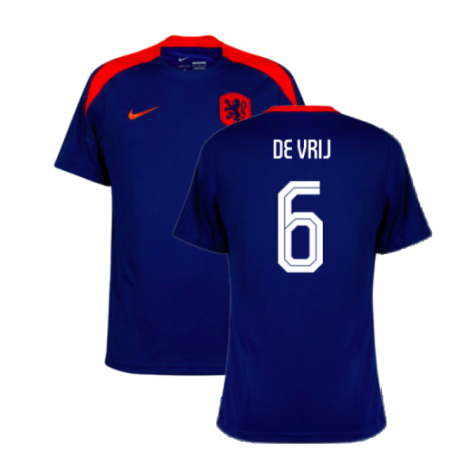 2024-2025 Netherlands Strike Dri-Fit Training Shirt (Royal) (De Vrij 6)