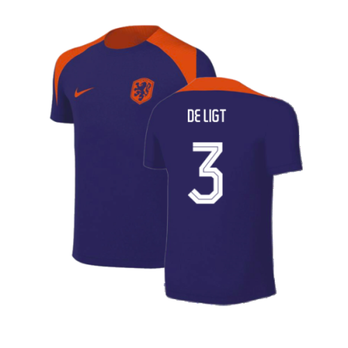 2024-2025 Netherlands Strike Training Shirt (Blue) - Kids (De Ligt 3)