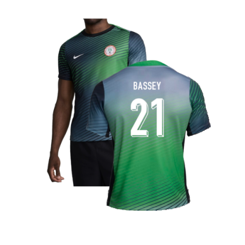 2024-2025 Nigeria Pre-Match Training Shirt (Cool Grey) (Bassey 21)