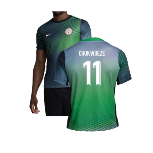 2024-2025 Nigeria Pre-Match Training Shirt (Cool Grey) (Chukwueze 11)