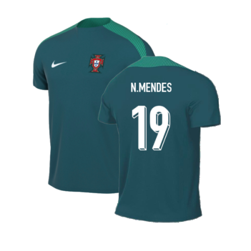 2024-2025 Portugal Dri-FIT Pre-Match Shirt (Green) (N.Mendes 19)