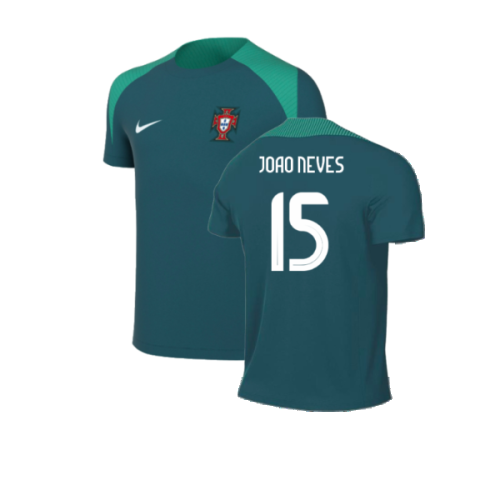 2024-2025 Portugal Dri-FIT Strike Training Shirt (Green) - Kids (Joao Neves 15)