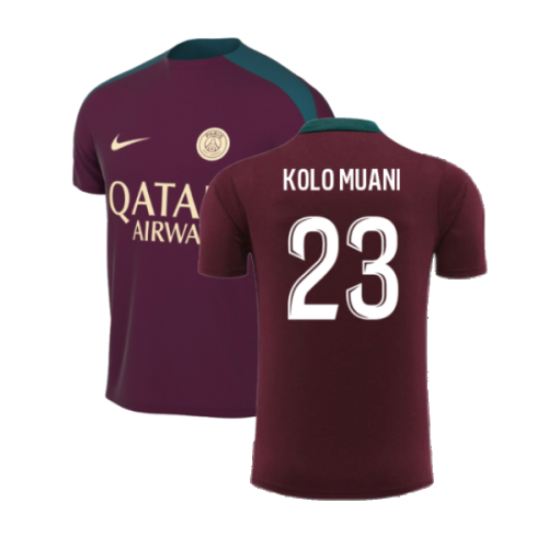 2024-2025 PSG Dri-FIT Strike Training Shirt (Bordeaux) (Kolo Muani 23)