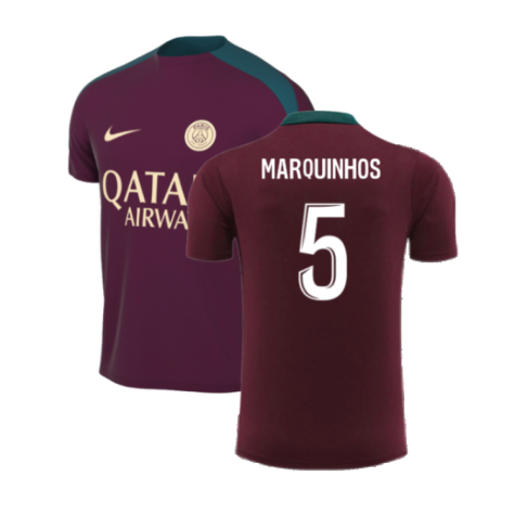 2024-2025 PSG Dri-FIT Strike Training Shirt (Bordeaux) (Marquinhos 5)