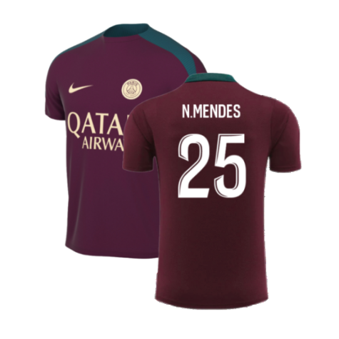 2024-2025 PSG Dri-FIT Strike Training Shirt (Bordeaux) (N.Mendes 25)