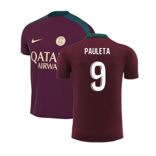 2024-2025 PSG Dri-FIT Strike Training Shirt (Bordeaux) (Pauleta 9)