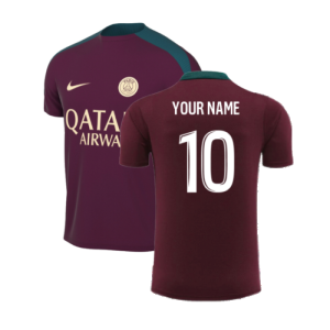 2024-2025 PSG Dri-FIT Strike Training Shirt (Bordeaux) (Your Name)