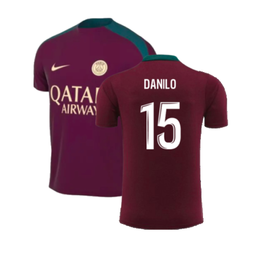 2024-2025 PSG Strike Dri-Fit Training Shirt (Bordeaux) - Kids (Danilo 15)