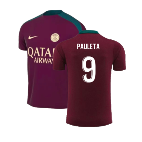 2024-2025 PSG Strike Dri-Fit Training Shirt (Bordeaux) - Kids (Pauleta 9)