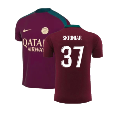 2024-2025 PSG Strike Dri-Fit Training Shirt (Bordeaux) - Kids (Skriniar 37)