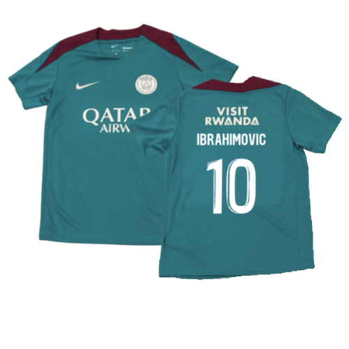 2024-2025 PSG Strike Dri-Fit Training Shirt (Teal) - Kids (Ibrahimovic 10)