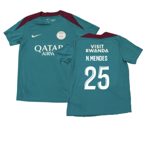 2024-2025 PSG Strike Dri-Fit Training Shirt (Teal) - Kids (N.Mendes 25)