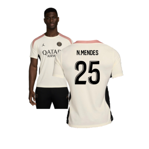 2024-2025 PSG Strike Dri-FIT Training Shirt (White) (N.Mendes 25)