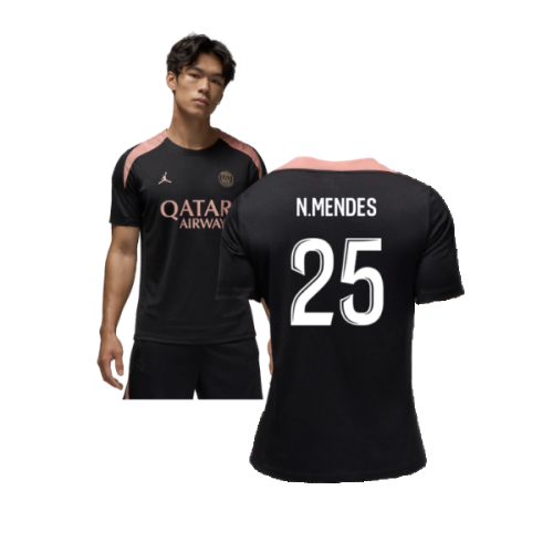 2024-2025 PSG Strike Third Dri-FIT Training Shirt (Black) (N.Mendes 25)