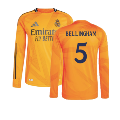 2024-2025 Real Madrid Authentic Long Sleeve Away Shirt (Bellingham 5)