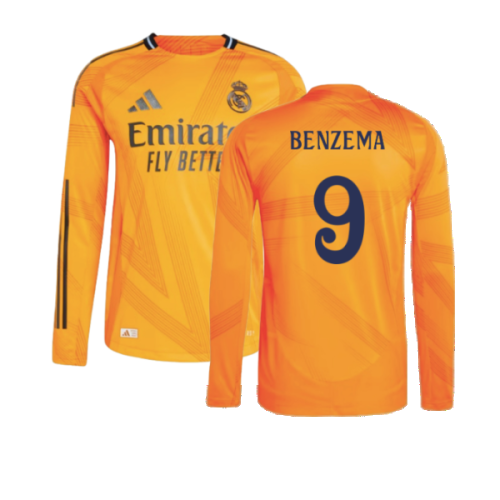 2024-2025 Real Madrid Authentic Long Sleeve Away Shirt (Benzema 9)