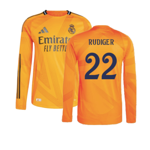 2024-2025 Real Madrid Authentic Long Sleeve Away Shirt (Rudiger 22)