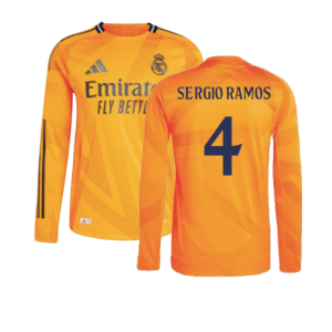 2024-2025 Real Madrid Authentic Long Sleeve Away Shirt (Sergio Ramos 4)