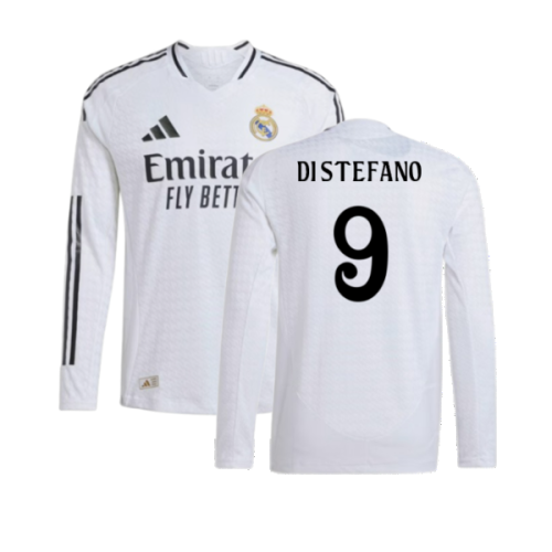 2024-2025 Real Madrid Authentic Long Sleeve Home Shirt (Di Stefano 9)