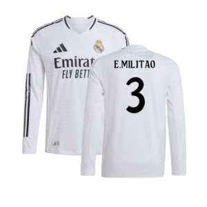 2024-2025 Real Madrid Authentic Long Sleeve Home Shirt (E.Militao 3)