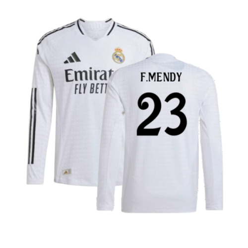 2024-2025 Real Madrid Authentic Long Sleeve Home Shirt (F.Mendy 23)