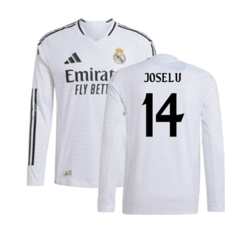 2024-2025 Real Madrid Authentic Long Sleeve Home Shirt (Joselu 14)