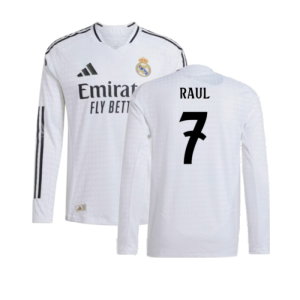 2024-2025 Real Madrid Authentic Long Sleeve Home Shirt (Raul 7)