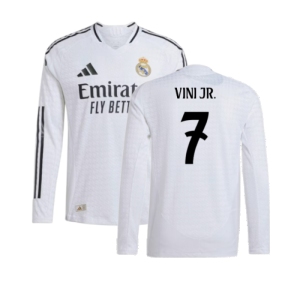 2024-2025 Real Madrid Authentic Long Sleeve Home Shirt (Vini Jr. 7)