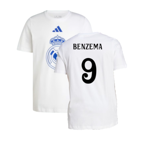 2024-2025 Real Madrid DNA Graphic Tee (White) (Benzema 9)