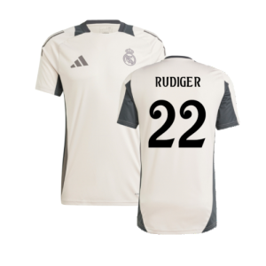 2024-2025 Real Madrid EU Training Jersey (Putty Mauve) (Rudiger 22)