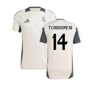 2024-2025 Real Madrid EU Training Jersey (Putty Mauve) (Tchouameni 14)