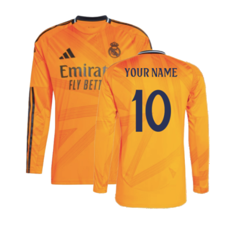 2024-2025 Real Madrid Long Sleeve Away Shirt (Your Name)