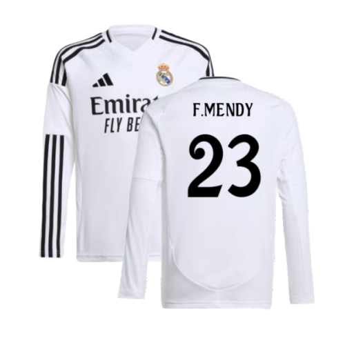 2024-2025 Real Madrid Long Sleeve Home Shirt (Kids) (F.Mendy 23)