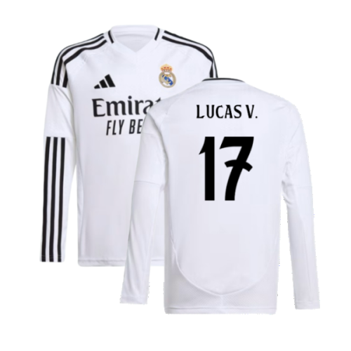 2024-2025 Real Madrid Long Sleeve Home Shirt (Kids) (Lucas V. 17)