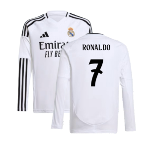 2024-2025 Real Madrid Long Sleeve Home Shirt (Kids) (Ronaldo 7)