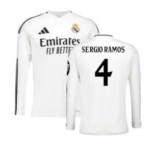 2024-2025 Real Madrid Long Sleeve Home Shirt (Sergio Ramos 4)