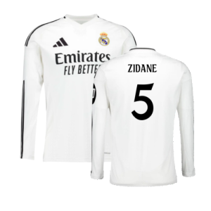 2024-2025 Real Madrid Long Sleeve Home Shirt (Zidane 5)