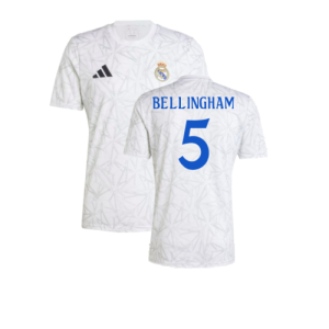 2024-2025 Real Madrid Pre-Match Shirt (White) (Bellingham 5) 2024-2025 Real Madrid Pre-Match Shirt (White) (Bellingham 5)