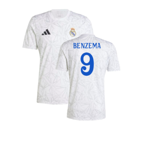 2024-2025 Real Madrid Pre-Match Shirt (White) (Benzema 9)