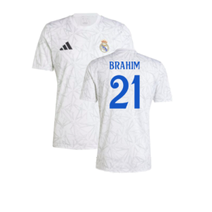 2024-2025 Real Madrid Pre-Match Shirt (White) (Brahim 21) 2024-2025 Real Madrid Pre-Match Shirt (White) (Brahim 21)