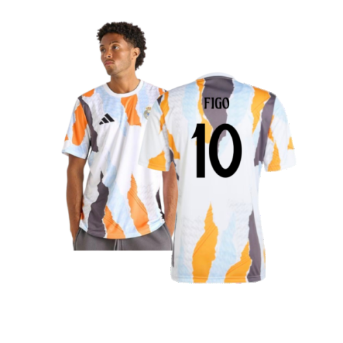 2024-2025 Real Madrid Pre-Match Shirt (White/Crew Orange) (Figo 10)