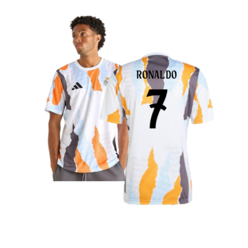 2024-2025 Real Madrid Pre-Match Shirt (White/Crew Orange) (Ronaldo 7)