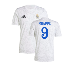 2024-2025 Real Madrid Pre-Match Shirt (White) (Mbappe 9) 2024-2025 Real Madrid Pre-Match Shirt (White) (Mbappe 9)