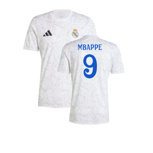 2024-2025 Real Madrid Pre-Match Shirt (White) (Mbappe 9)