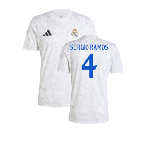 2024-2025 Real Madrid Pre-Match Shirt (White) (Sergio Ramos 4)