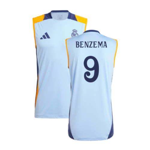 2024-2025 Real Madrid Sleeveless Jersey (Glow Blue) (Benzema 9)